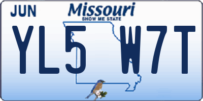 MO license plate YL5W7T