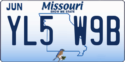 MO license plate YL5W9B