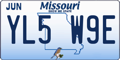 MO license plate YL5W9E