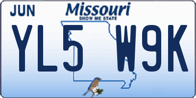 MO license plate YL5W9K