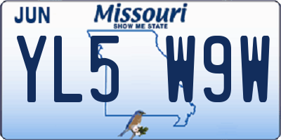 MO license plate YL5W9W