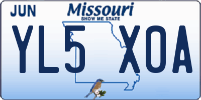 MO license plate YL5X0A