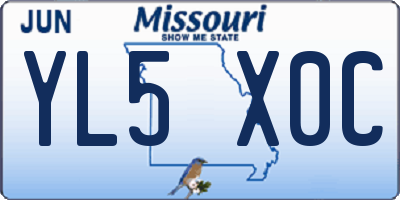 MO license plate YL5X0C