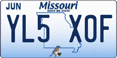 MO license plate YL5X0F