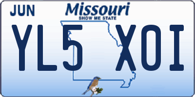 MO license plate YL5X0I