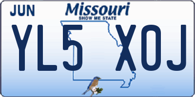 MO license plate YL5X0J
