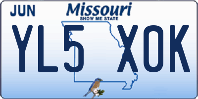 MO license plate YL5X0K