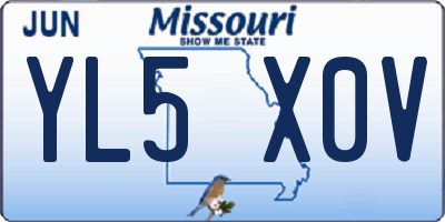 MO license plate YL5X0V