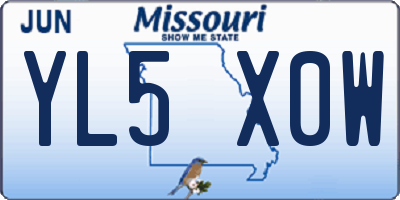 MO license plate YL5X0W