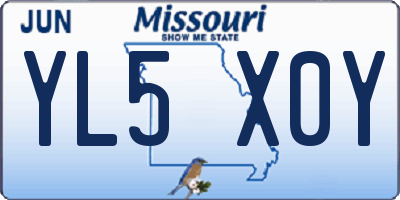 MO license plate YL5X0Y