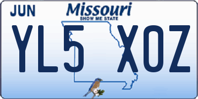 MO license plate YL5X0Z