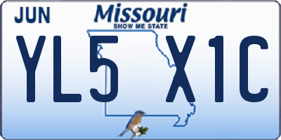 MO license plate YL5X1C
