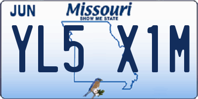 MO license plate YL5X1M