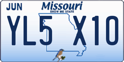 MO license plate YL5X1O