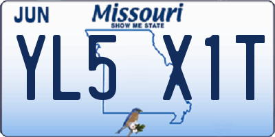 MO license plate YL5X1T