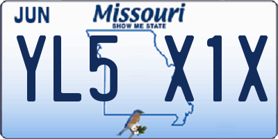 MO license plate YL5X1X