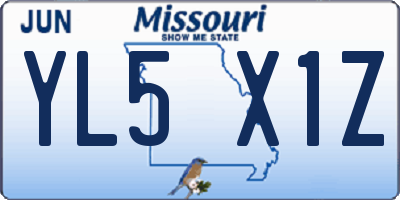 MO license plate YL5X1Z