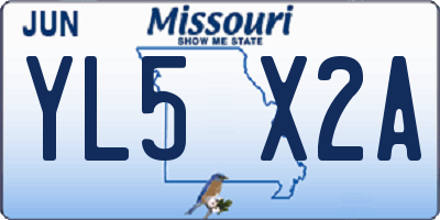 MO license plate YL5X2A
