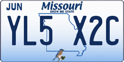 MO license plate YL5X2C