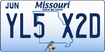 MO license plate YL5X2D