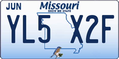 MO license plate YL5X2F