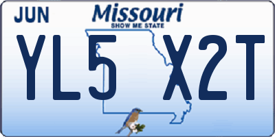 MO license plate YL5X2T