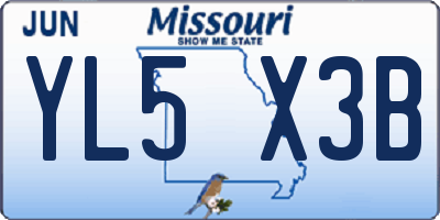 MO license plate YL5X3B