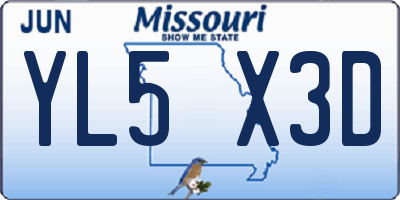 MO license plate YL5X3D