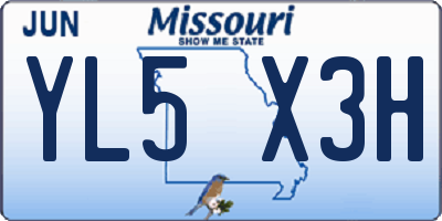 MO license plate YL5X3H