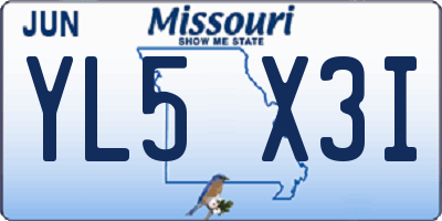MO license plate YL5X3I