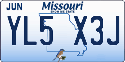 MO license plate YL5X3J