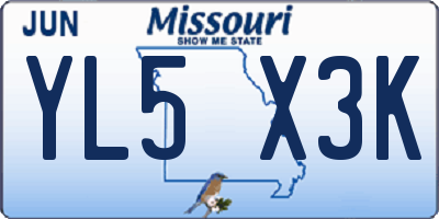 MO license plate YL5X3K