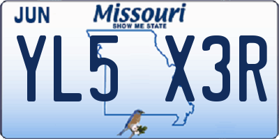 MO license plate YL5X3R