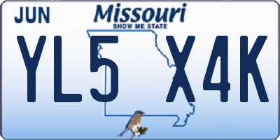 MO license plate YL5X4K