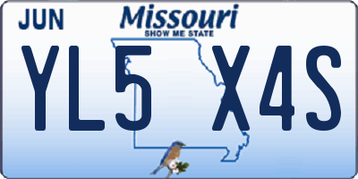 MO license plate YL5X4S