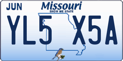 MO license plate YL5X5A