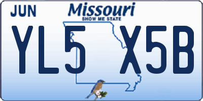 MO license plate YL5X5B