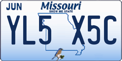 MO license plate YL5X5C