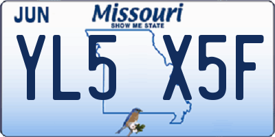 MO license plate YL5X5F