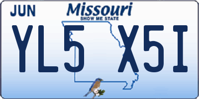 MO license plate YL5X5I