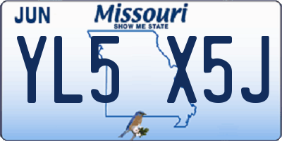 MO license plate YL5X5J