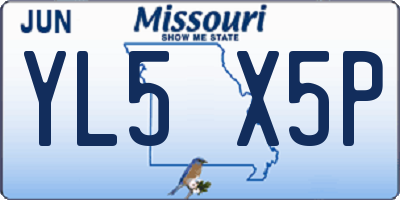 MO license plate YL5X5P