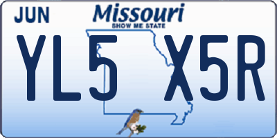 MO license plate YL5X5R