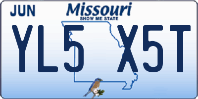 MO license plate YL5X5T