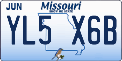 MO license plate YL5X6B