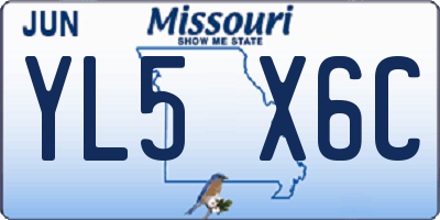 MO license plate YL5X6C
