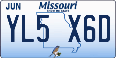 MO license plate YL5X6D