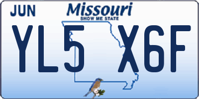 MO license plate YL5X6F