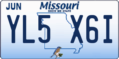 MO license plate YL5X6I