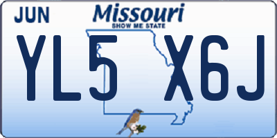 MO license plate YL5X6J